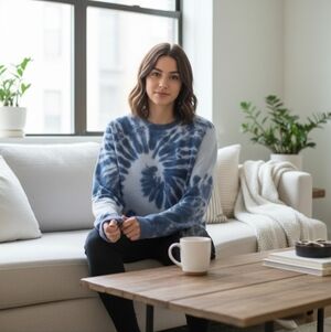 Madewell Sky and Navy Tie-Dye Top
